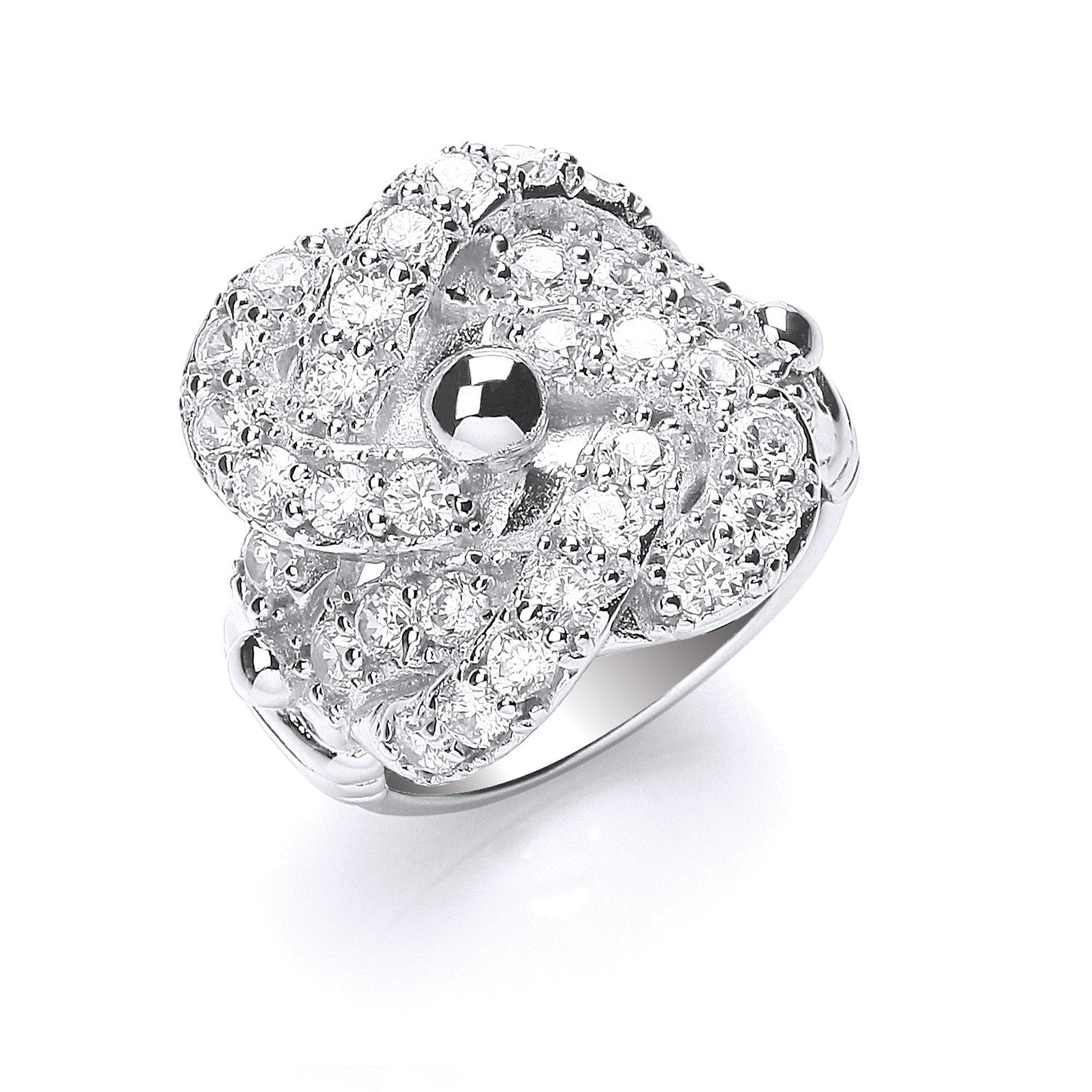 Silver Cubic Zirconia Knot Gents Ring - Fine Ring - Certified Authentic - Swiss Made – Luxury Jewellery by Imperial Ti